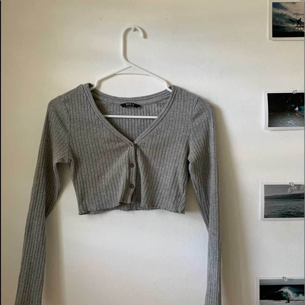 SHEIN Lettuce Trim Rib-Knit Crop Top
